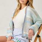 Ice Blue & Gray Multistripe Cardigan - The Nines