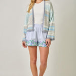 Ice Blue & Gray Multistripe Cardigan - The Nines