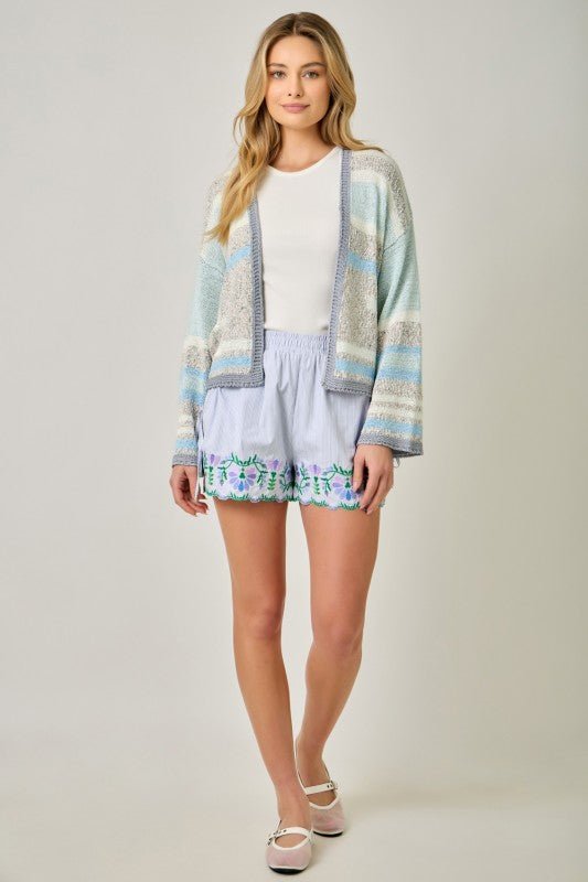 Ice Blue & Gray Multistripe Cardigan - The Nines