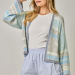 Ice Blue & Gray Multistripe Cardigan - The Nines