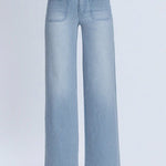 Vervet Striped Patch Pocket High Rise Wide Jean - The Nines