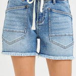 Risen Slouchy Eyelet Drawstring Detail Shorts - The Nines