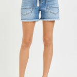 Risen Slouchy Eyelet Drawstring Detail Shorts - The Nines