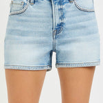 Risen Light Wash Stitched Denim Shorts - The Nines