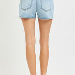 Risen Light Wash Stitched Denim Shorts - The Nines