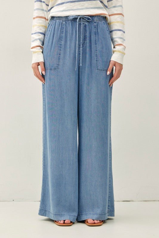 Tencel Chambray Pull On Pants - The Nines