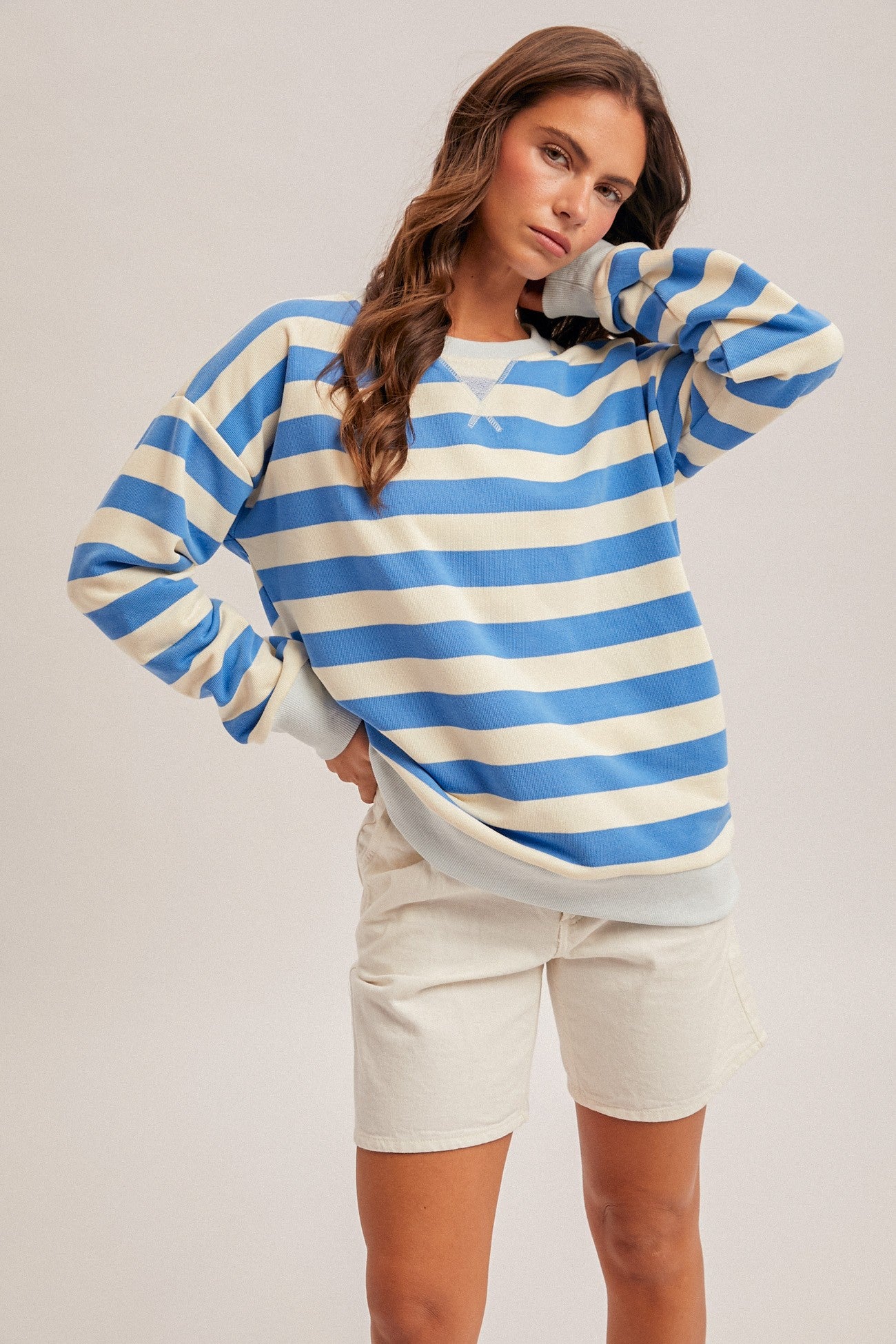 Oversized French Terry Striped Sweatshirt - 2 colors! - The Nines