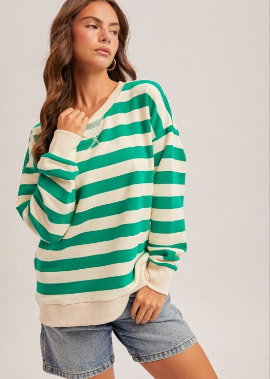 Oversized French Terry Striped Sweatshirt - 2 colors! - The Nines