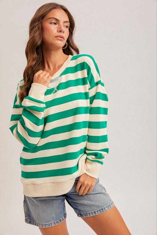 Oversized French Terry Striped Sweatshirt - 2 colors! - The Nines