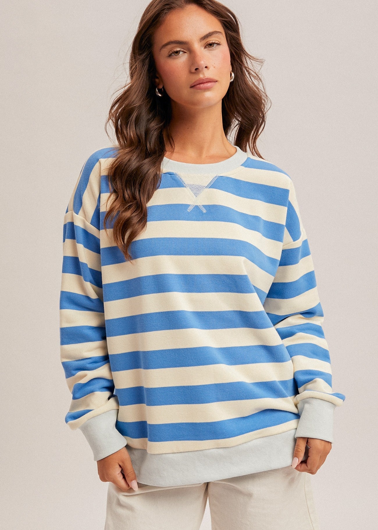 Oversized French Terry Striped Sweatshirt - 2 colors! - The Nines