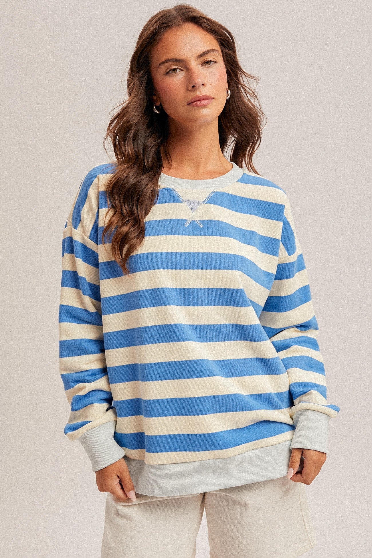 Oversized French Terry Striped Sweatshirt - 2 colors! - The Nines