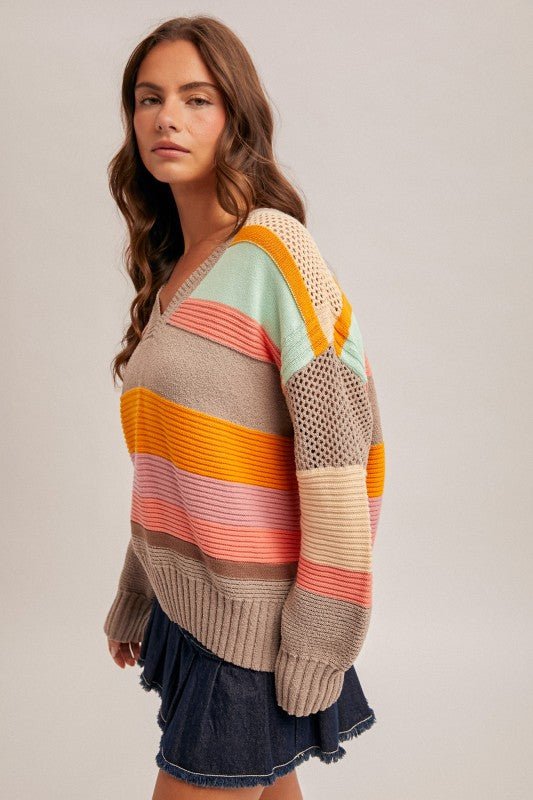 Crochet Detail Multicolor Summer Sweater - The Nines