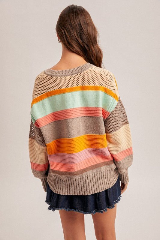 Crochet Detail Multicolor Summer Sweater - The Nines
