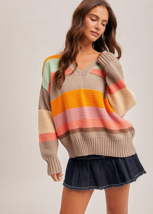 Crochet Detail Multicolor Summer Sweater - The Nines