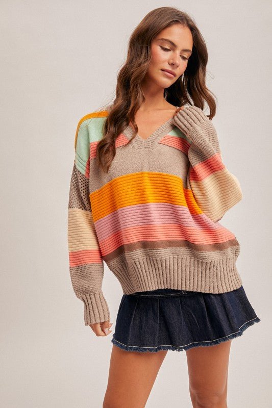Crochet Detail Multicolor Summer Sweater - The Nines