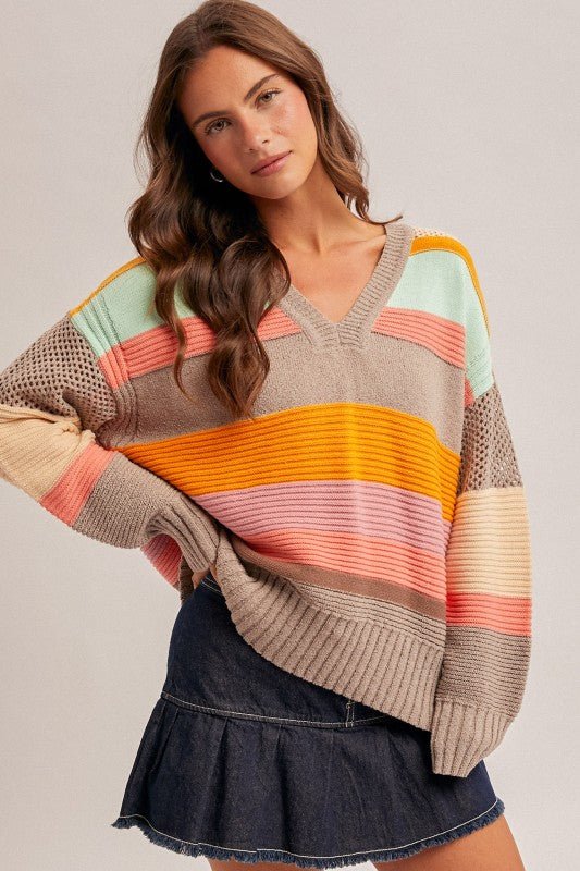 Crochet Detail Multicolor Summer Sweater - The Nines