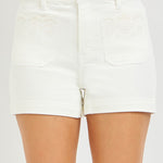 Risen Cream Embroidered Pocket Shorts - The Nines