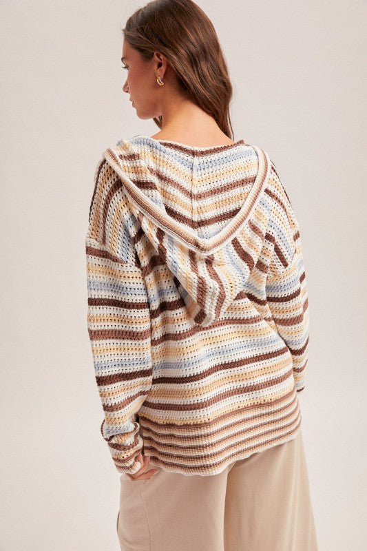 Blaire Multicolor Open Knit Hoodie - 2 Colors! - The Nines