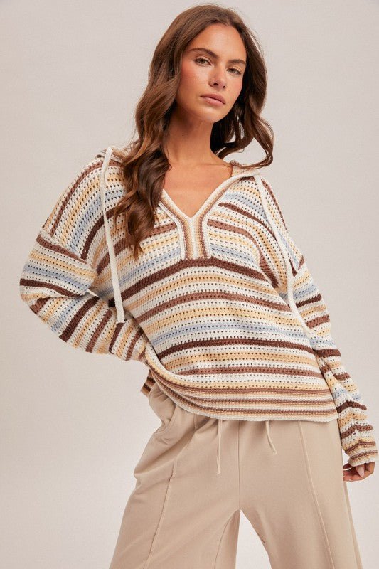 Blaire Multicolor Open Knit Hoodie - 2 Colors! - The Nines