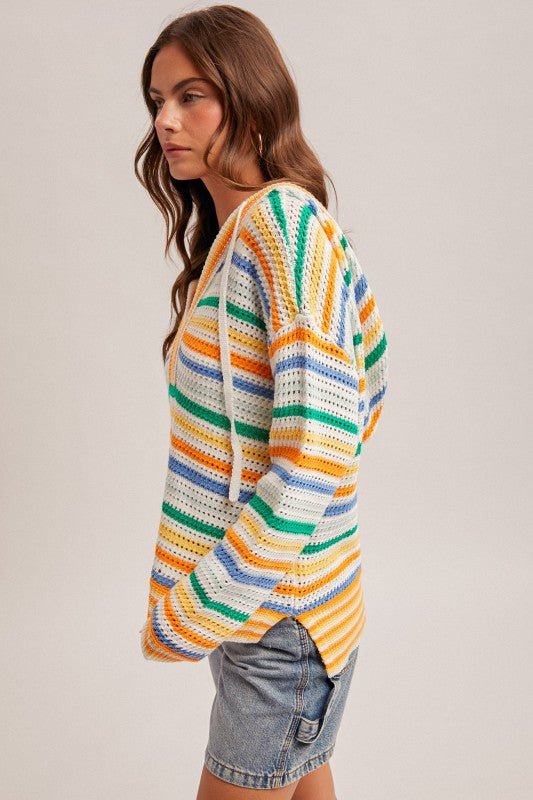 Blaire Multicolor Open Knit Hoodie - 2 Colors! - The Nines
