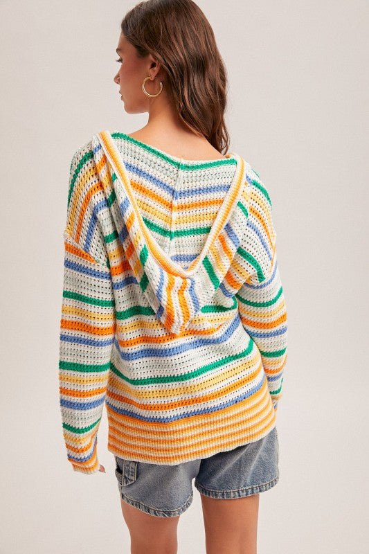 Blaire Multicolor Open Knit Hoodie - 2 Colors! - The Nines