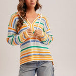 Blaire Multicolor Open Knit Hoodie - 2 Colors! - The Nines
