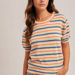 Multicolor Pointelle Short Sleeve Sweater Top - The Nines