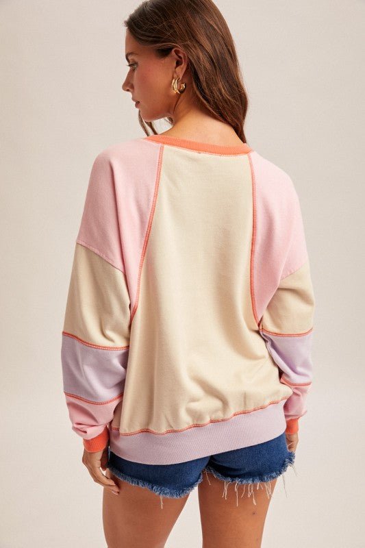 Coral & Sand Multicolor Henley Sweatshirt - The Nines