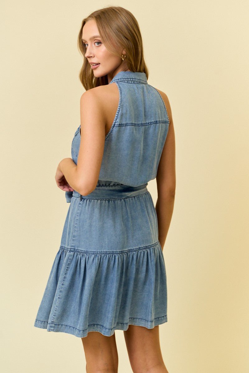 Tencel Chambray Tie Dress - The Nines