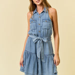 Tencel Chambray Tie Dress - The Nines