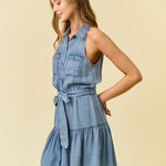 Tencel Chambray Tie Dress - The Nines