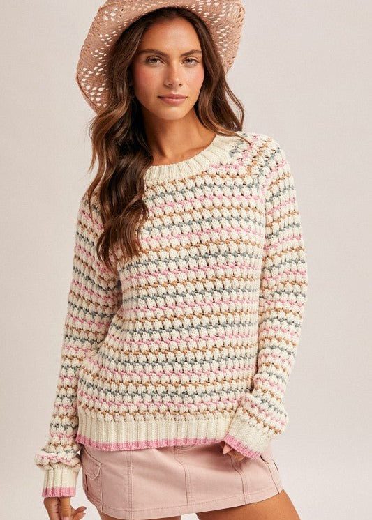 Chunky Woven Knit Multicolor Sweater - The Nines