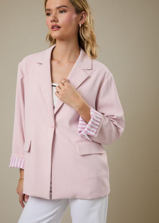 Blush Striped Lined Blazer - The Nines