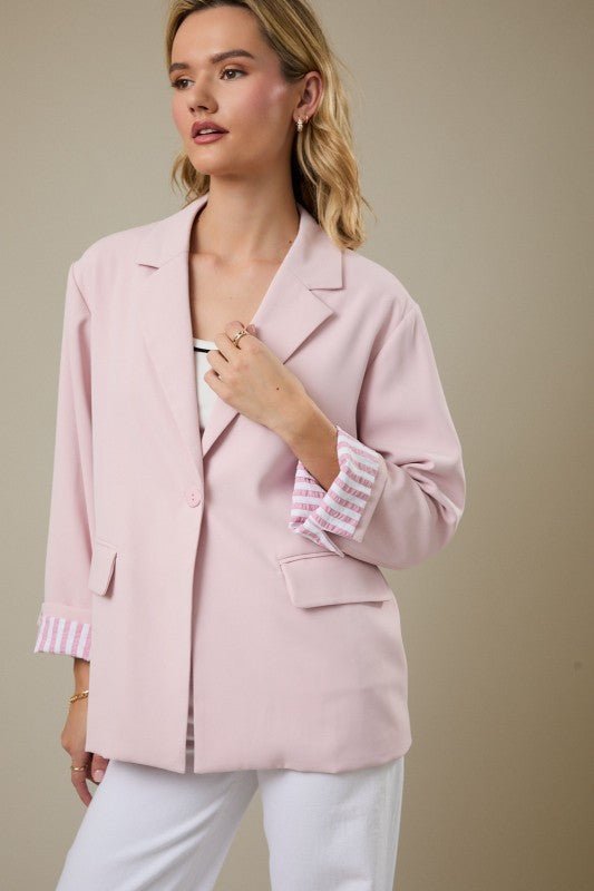 Blush Striped Lined Blazer - The Nines