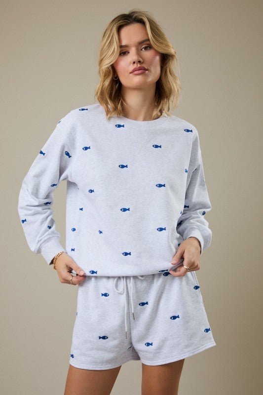 Fish Embroidered Crew - The Nines