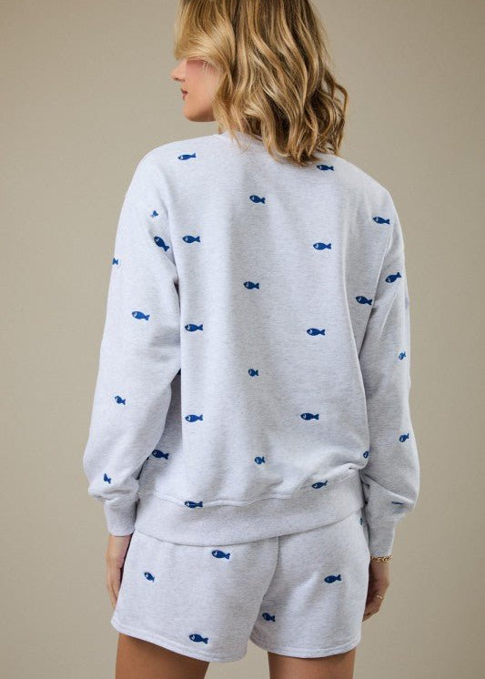 Fish Embroidered Crew - The Nines