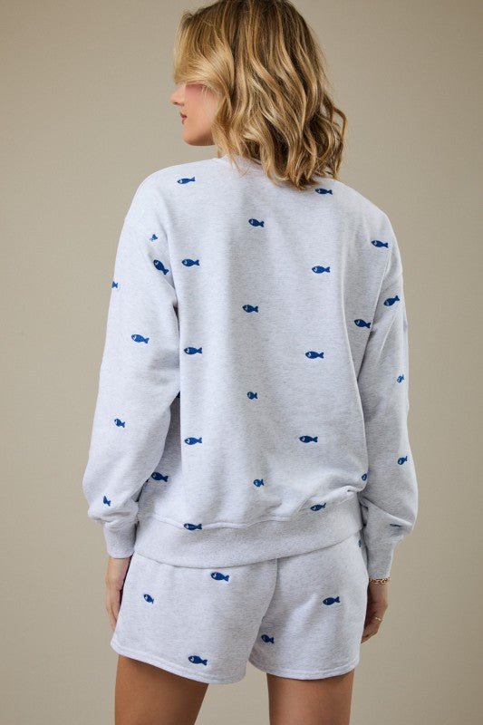 Fish Embroidered Crew - The Nines