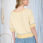 Butter Yellow Trim Short Sleeve Sweater - The Nines