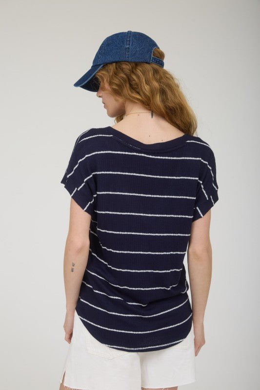 Summer Air Navy Striped Top - The Nines