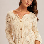 Ecru Woven Spring Cardigan - The Nines