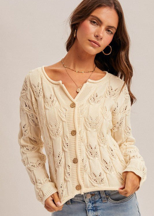 Ecru Woven Spring Cardigan - The Nines