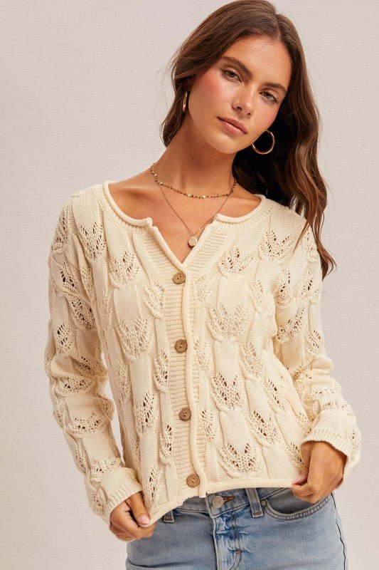 Ecru Woven Spring Cardigan - The Nines