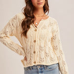Ecru Woven Spring Cardigan - The Nines