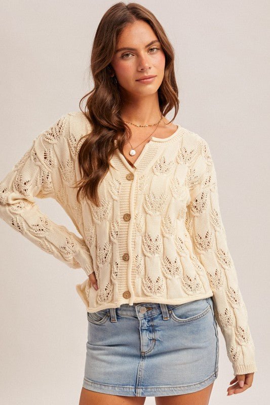 Ecru Woven Spring Cardigan - The Nines