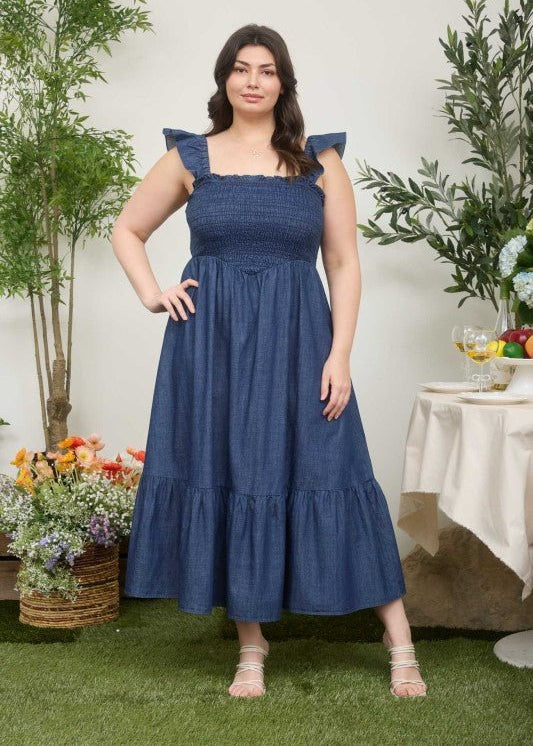 Dark Denim Ruffle Dress - The Nines