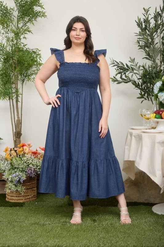 Dark Denim Ruffle Dress - The Nines