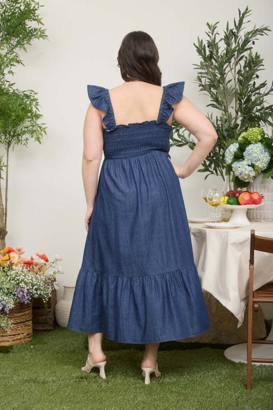 Dark Denim Ruffle Dress - The Nines