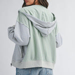 Blue & Green Good Vibes Striped Zip Hoodie - The Nines