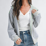 Blue & Green Good Vibes Striped Zip Hoodie - The Nines