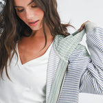 Blue & Green Good Vibes Striped Zip Hoodie - The Nines